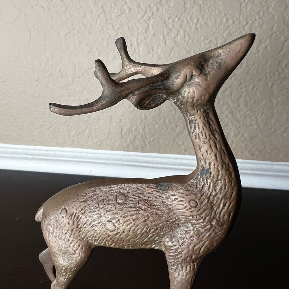 Vintage MCM Brass Reindeer, Deer, Antlers, Bambi, Christmas Decor, Naturalist - Picture 8 of 8
